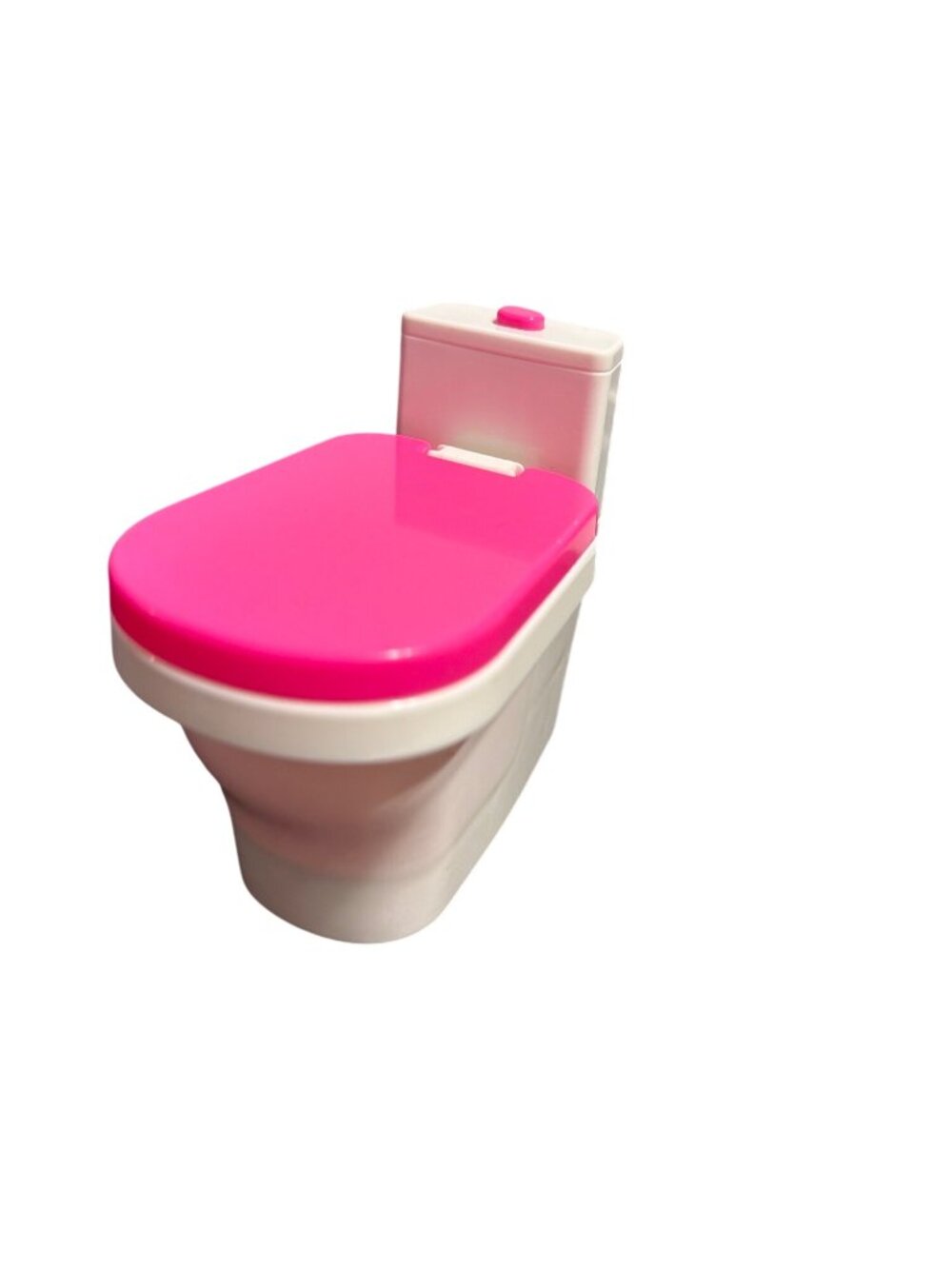 Barbie Dollhouse Flushing Toilet Pink Lid Hinged Plastic Works Great